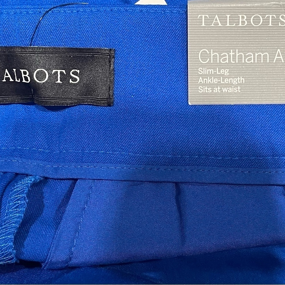 TALBOTS Pants Size 2 Solid Blue Side Zipper Mid Rise Slim Leg Ankle Length - Picture 2 of 8
